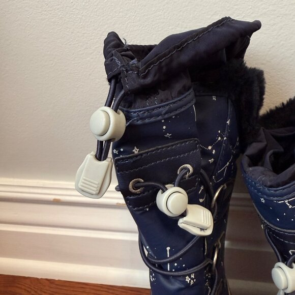 Lands' End Womens Winter Boots Star Pattern Size 5M Navy Blue Rubber Sole - Picture 5 of 9